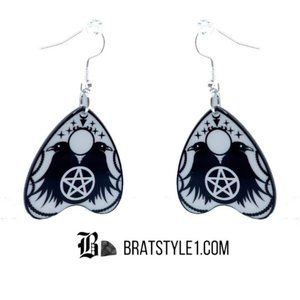 Crow Ouija Style dangle earrings set. Unisex dangle earrings. Fashion handmade